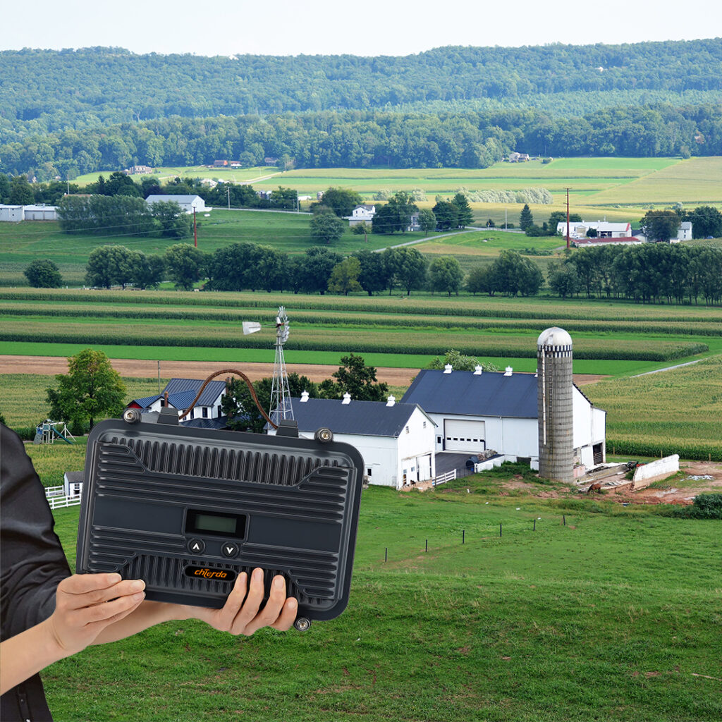 V9 outdoor portable repeater on farm